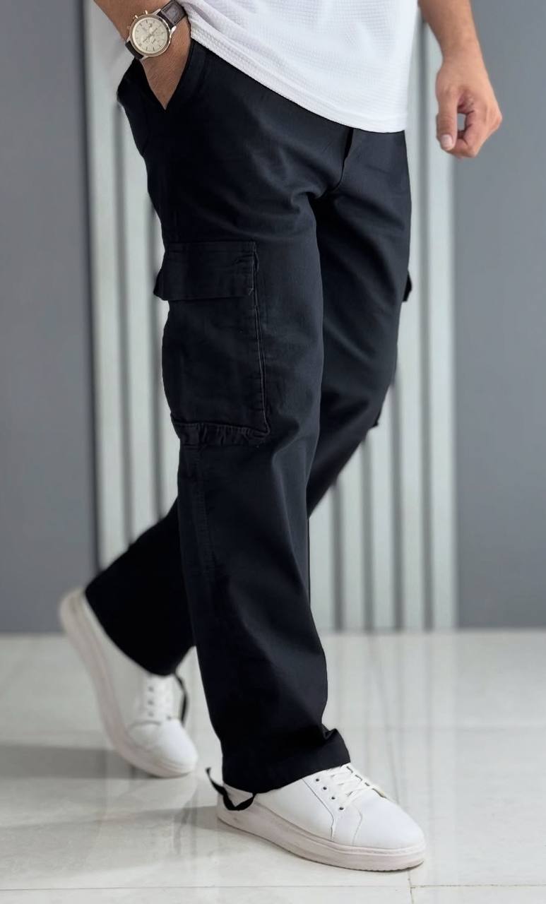 شلوار کارگو بگ کتان - رنگ مشکی