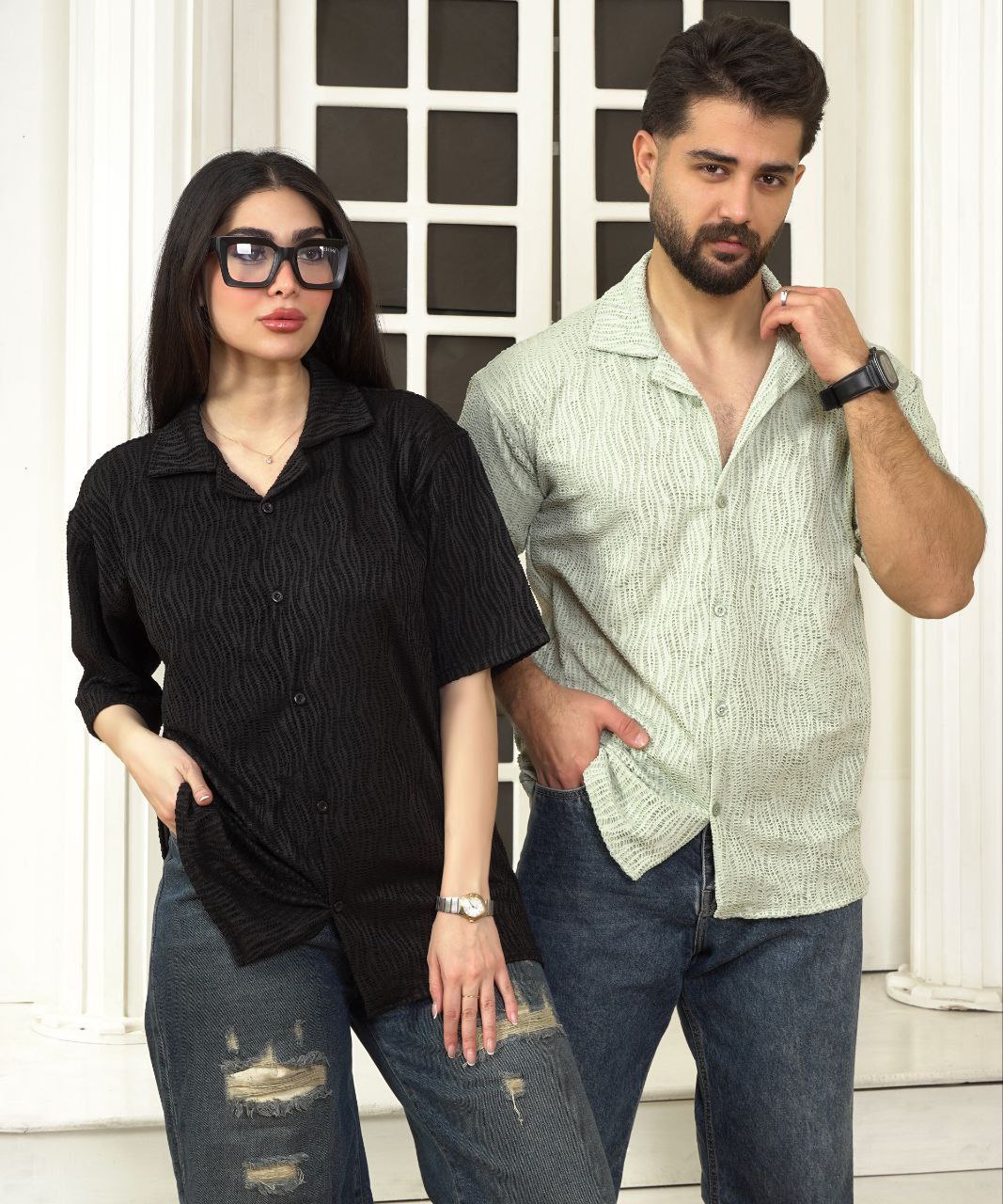 پیراهن پارچه مراکشی یقه انگلیسی