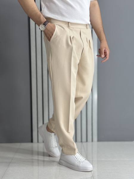 شلوار مام فیت مازراتی مردانه - کرم روشن