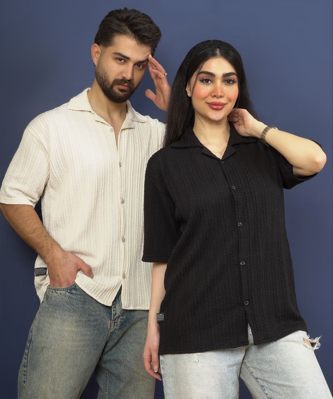 پیراهن پارچه مراکشی یقه انگلیسی طرح بافت